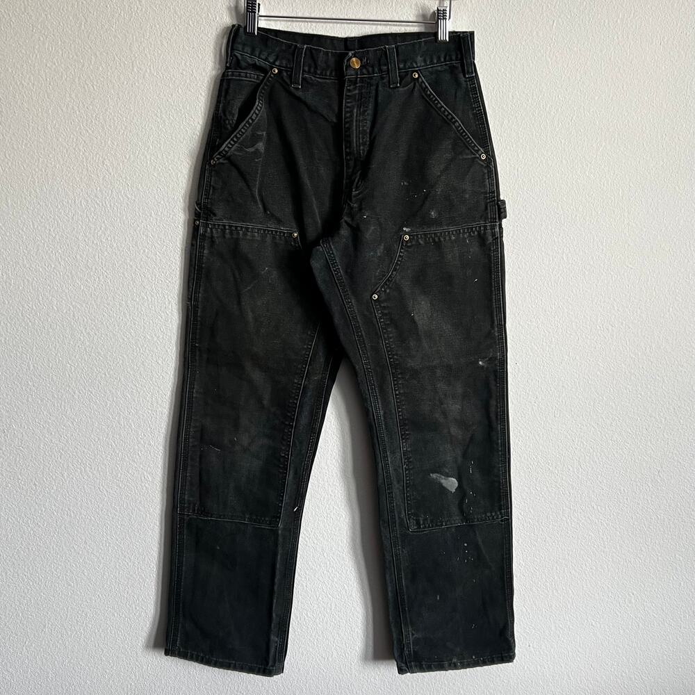 Carhartt B01 BLK faded black double knee work wear carpenter pants